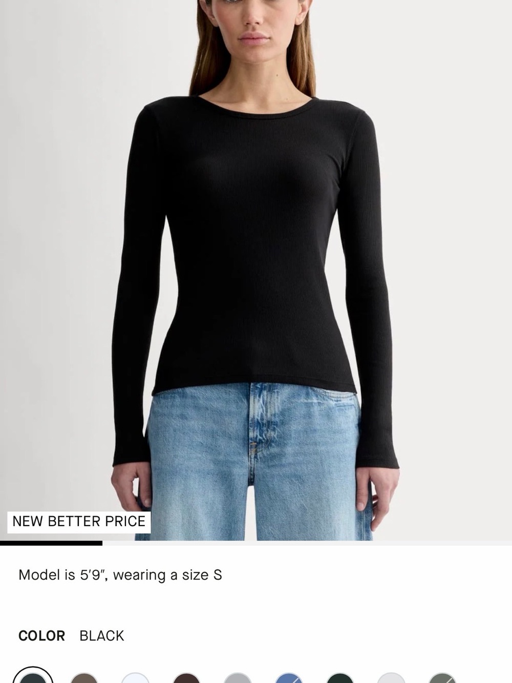 Everlane Luxe Rib Crewneck Long Sleeve Tee